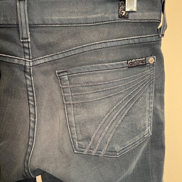 7 For All Mankind Gray Blue Low Rise Crop Dojo Jeans, Size 28 - Picture 9 of 12